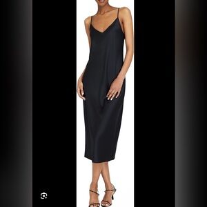 NWT Club Monaco Silk Charmeuse Midi Slip Dress Black Size Small